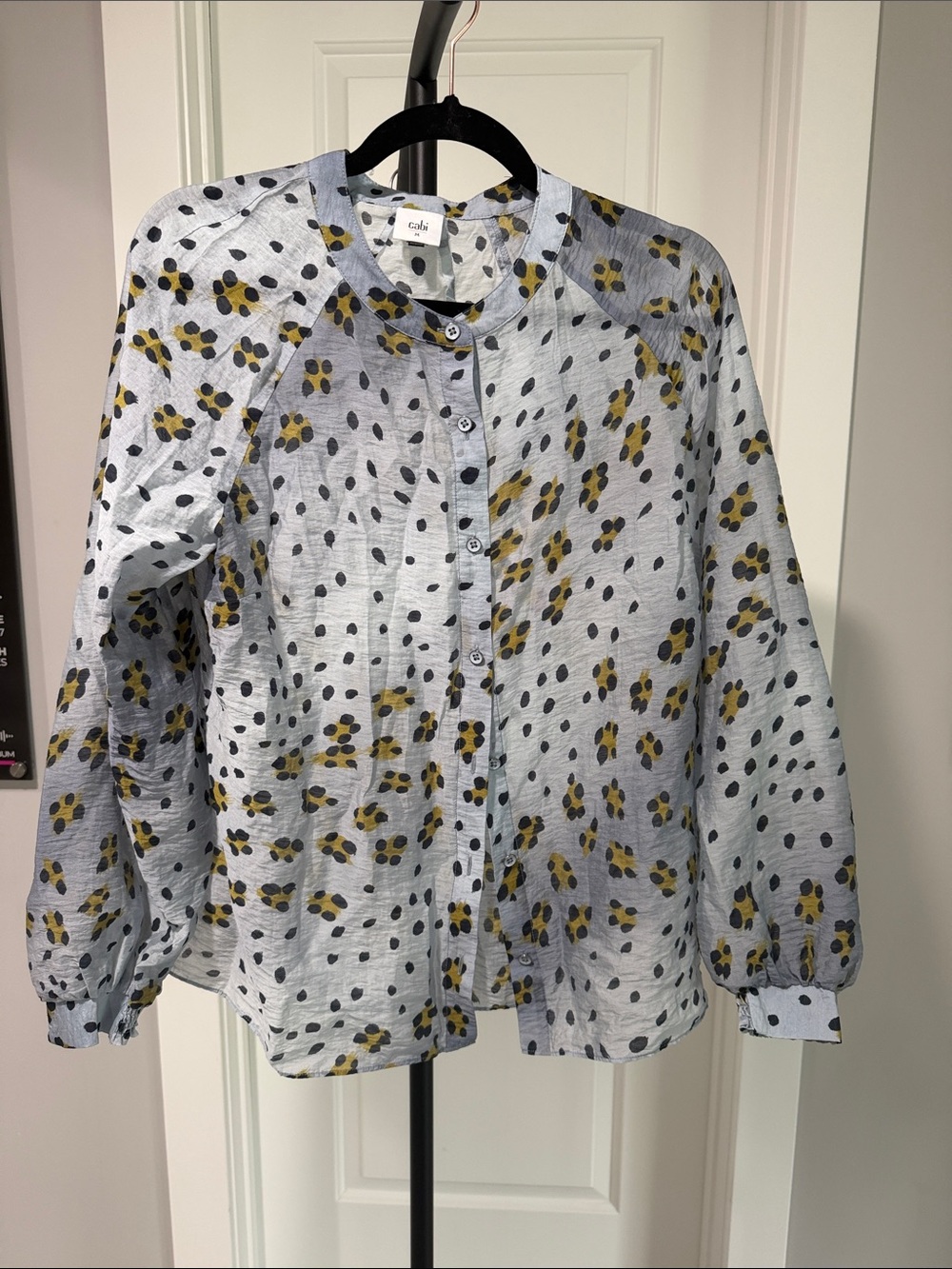 CAbi Light Blue Floral Dot Button-Front Blouse Jacket